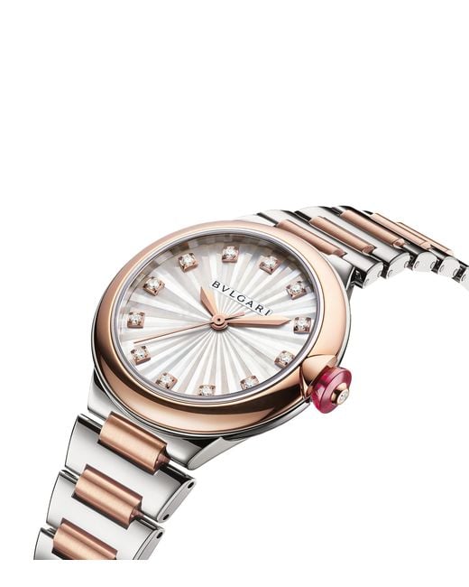 BVLGARI Metallic Stainless Steel And Diamond Lvcea Watch