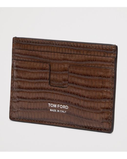 Tom Ford Brown Calfskin Scale-Effect Card Holder for men