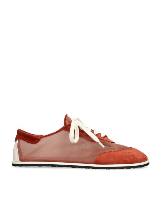 Dear Frances Pink Mesh Lace-Up Sneakers