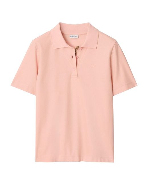 Burberry Pink Cotton Ekd -Embroidered Polo Shirt for men