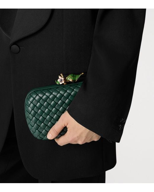 Bottega Veneta Green Exclusive Lambskin Flower Minaudiere Clutch Bag
