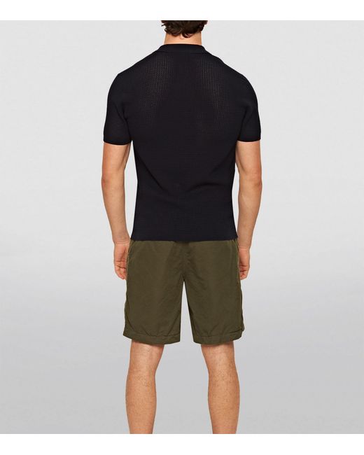 Orlebar Brown Black Open-knit Roddy Polo Shirt for men