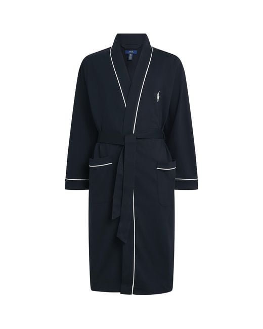 Polo Ralph Lauren Blue Cotton-Blend Jersey Bath Robe for men