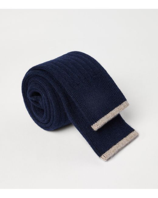 Brunello Cucinelli Blue Cashmere Ribed Socks for men