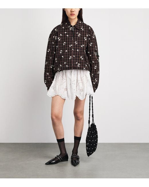 Ganni Black Check Printed Bomber Jacket