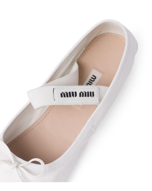 Miu Miu White Satin Ballet Flats