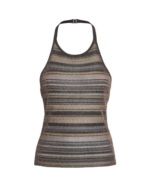 Missoni Gray Knitted Stripe Tank Top