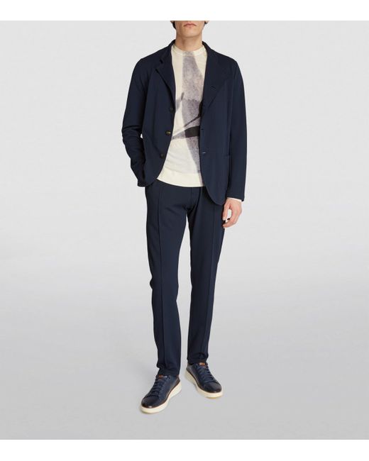 Emporio Armani Blue Nehru-Collar Blazer for men