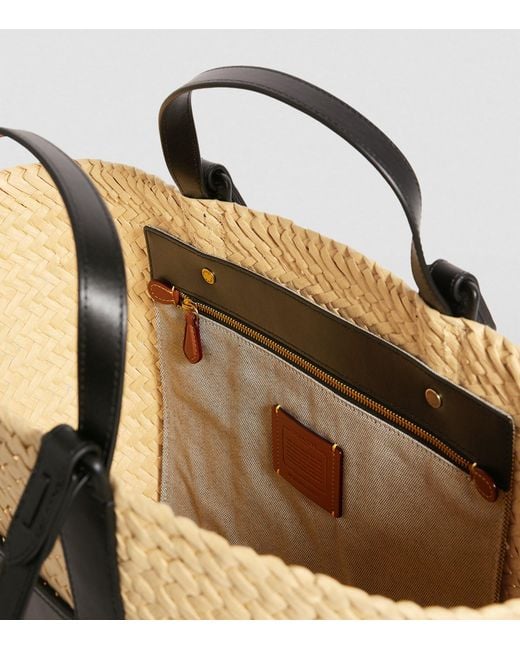 COACH Black Straw-leather Basket Bag