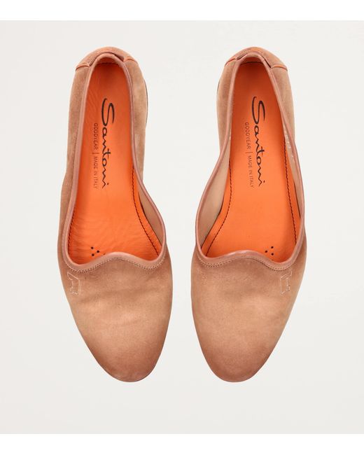 Santoni Brown Suede Loafers