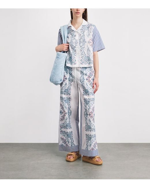 Claudie Pierlot Blue Cotton Embroidered Trousers