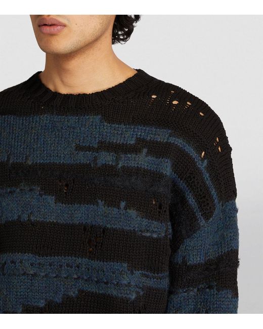 Juun.J Black Mohair Striped Sweater for men