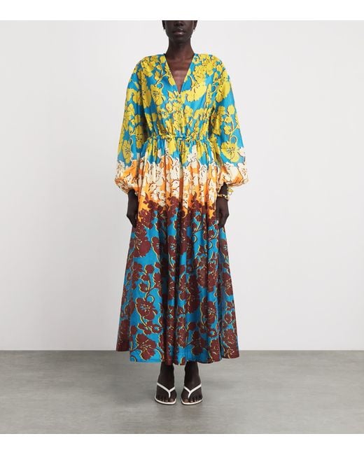 ALÉMAIS Multicolor Cotton-Silk Floral Splice Maxi Dress