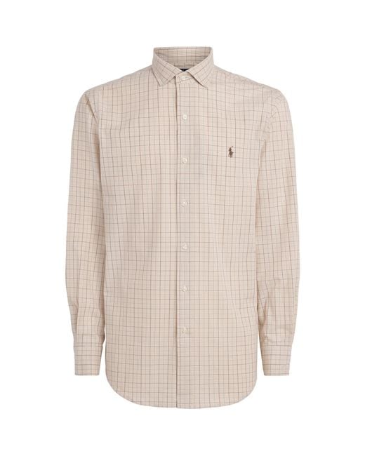 Polo Ralph Lauren White Stretch-Cotton Check Custom Fit Shirt for men