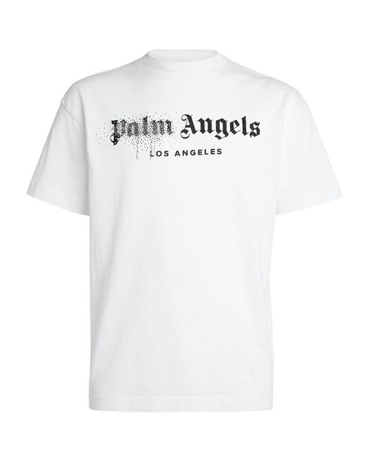 Palm Angels Cotton Rhinestone Sprayed Logo T-shirt in White for Men ...
