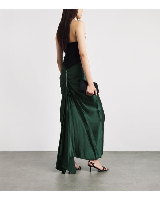 FFORME Green Satin Jovie Maxi Skirt