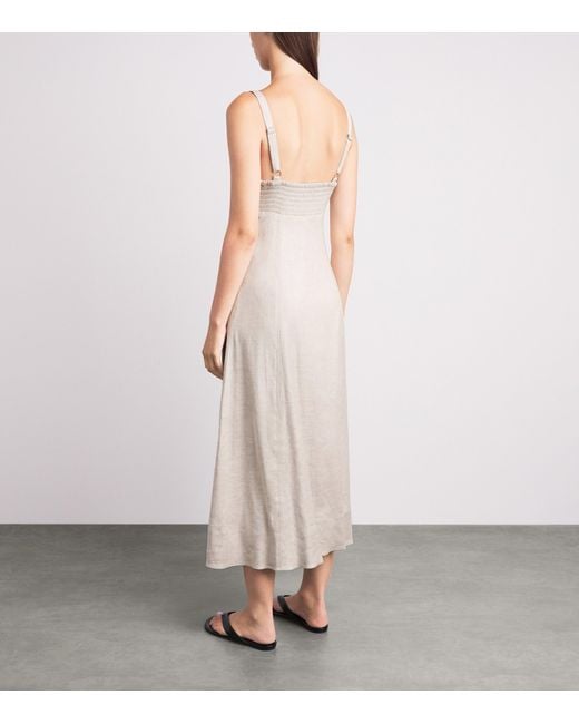 Toccin White Linen-Blend Arya Midi Dress