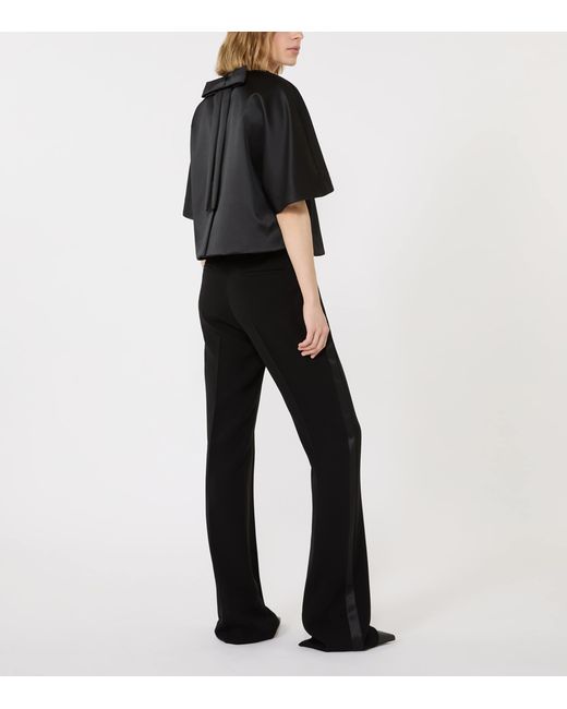 Max Mara Black Satin Cape-Style Top