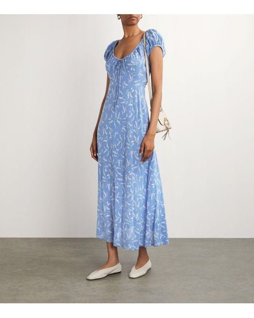Doen Floral Sofia Midi Dress in Blue | Lyst