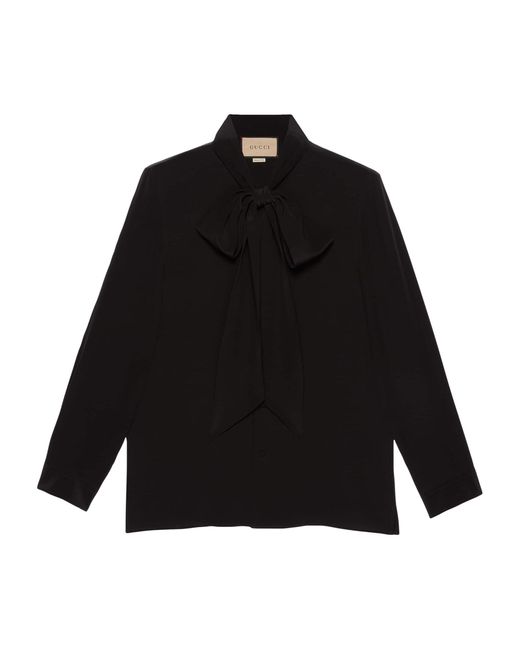 Gucci Black Silk Pussybow Shirt for men
