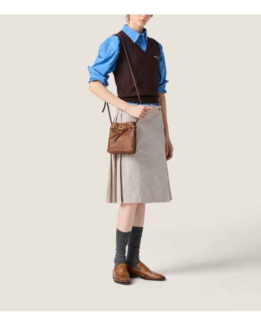 Miu Miu Brown Wool Logo Sweater Vest