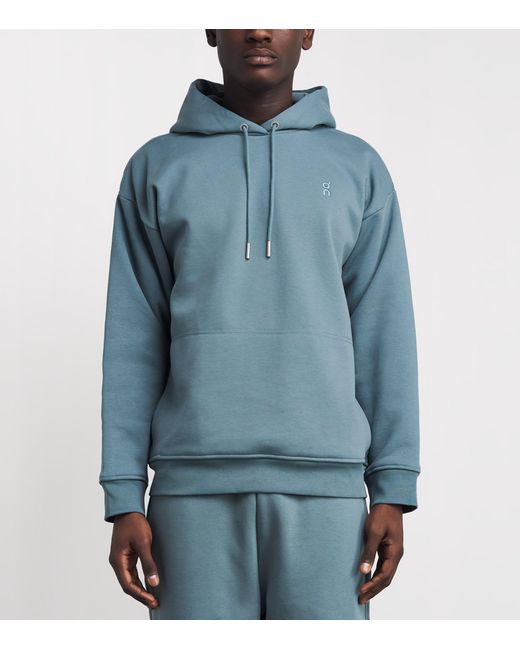 On Shoes Blue Cott-Blend Club Collective Hoodie for men