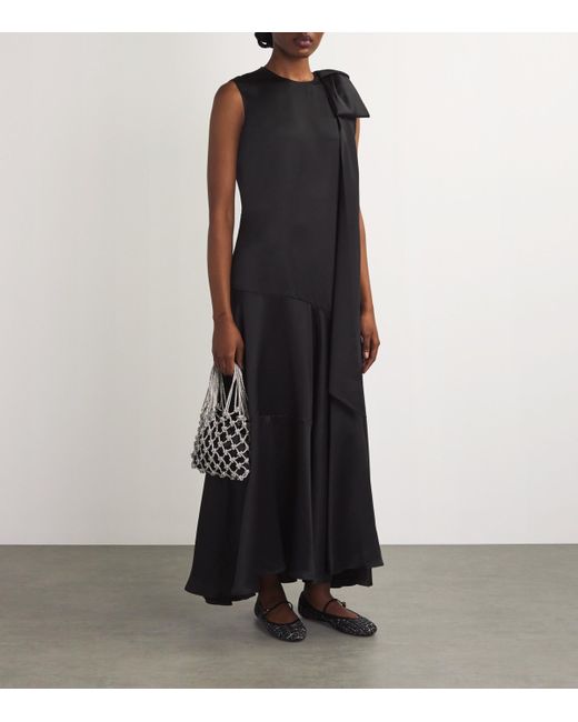 Simone Rocha Black Silk Bow-Detail Maxi Dress