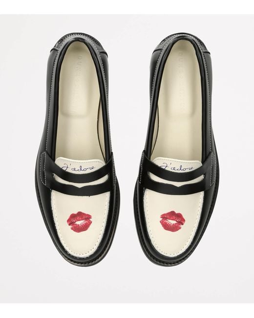 Duke & Dexter Black Leather Kiss Wilde Penny Loafers