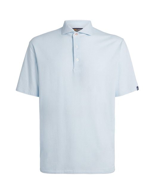 Kjus Blue Pima Cotton Printed Hollow Polo Shirt for men