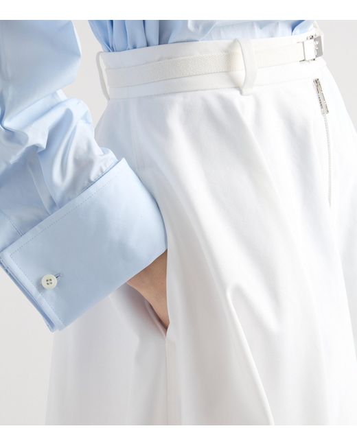 Prada White Chino Zip-Up Midi Skirt