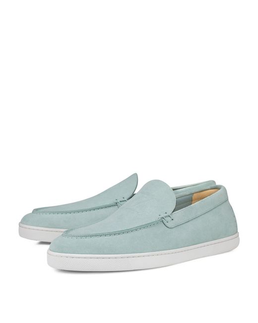 Christian Louboutin Blue Calf Leather Boat Shoes for men