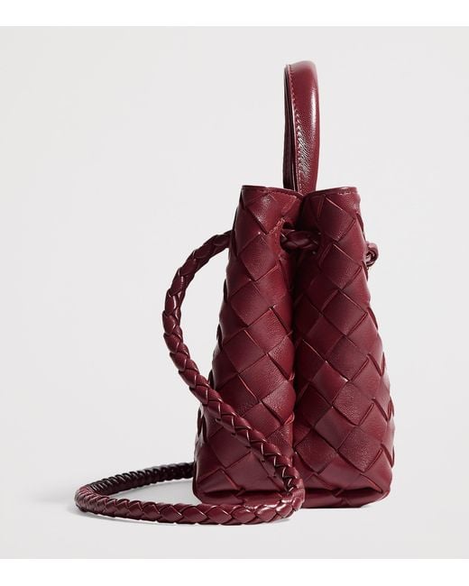Bottega Veneta Red Mini Leather Andiamo Top-Handle Bag