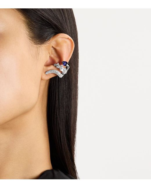 YEPREM White Diamond And Sapphire Whisper Ear Cuff