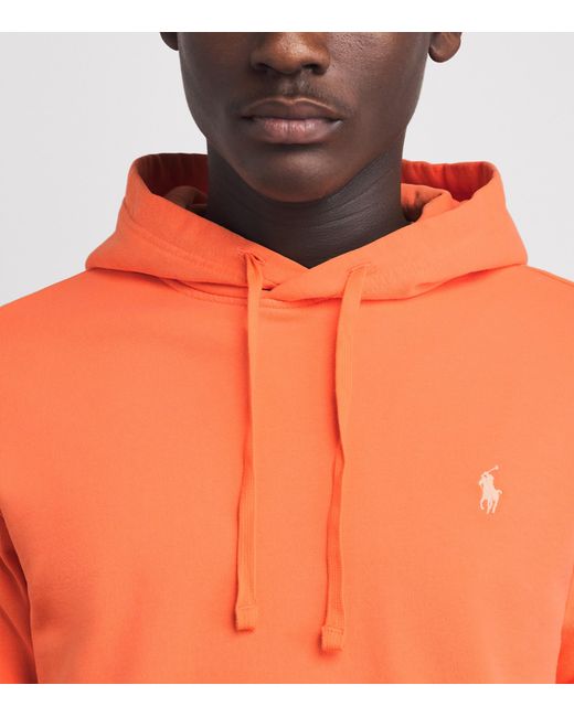 Polo Ralph Lauren Orange Cotton Loopback Fleece Polo Pony Hoodie for men