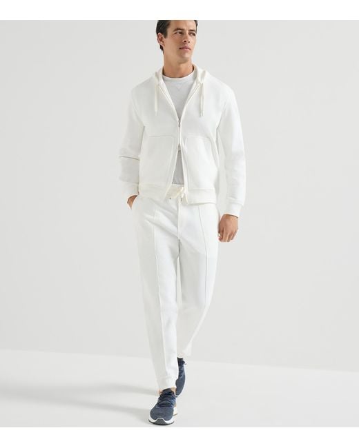 Brunello Cucinelli Blue Cotton-Blend Chiné-Knit Sneakers for men