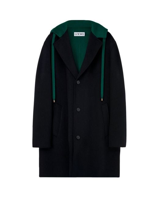 Loewe Black Wool-Cashmere Duffle Coat for men