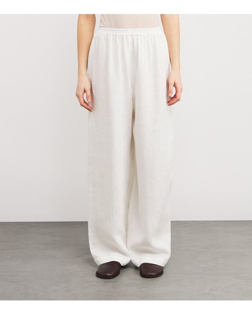 Eskandar White Linen Flared Trousers