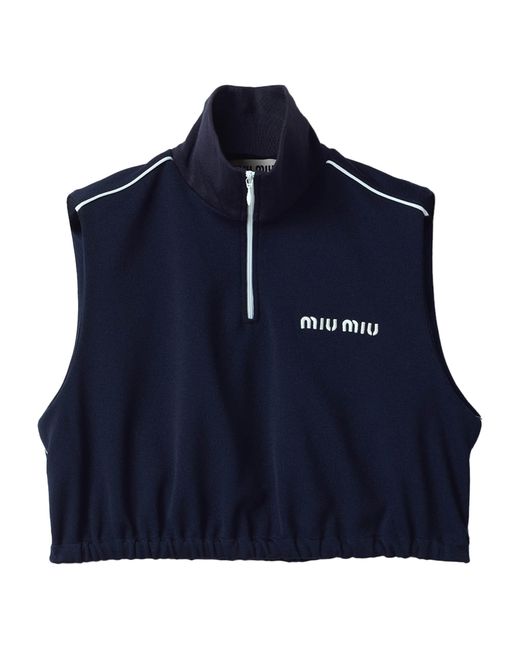 Miu Miu Blue Technical Logo Crop Top