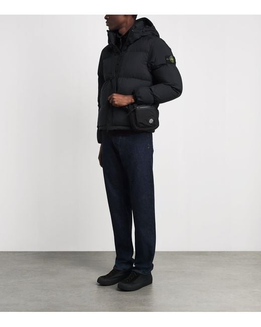 Stone Island Black Ripstop Down-Padded Coat for men