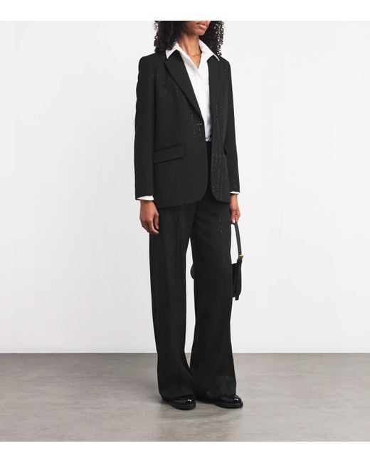 Sandro Black Sequin-Stripe Opera Blazer