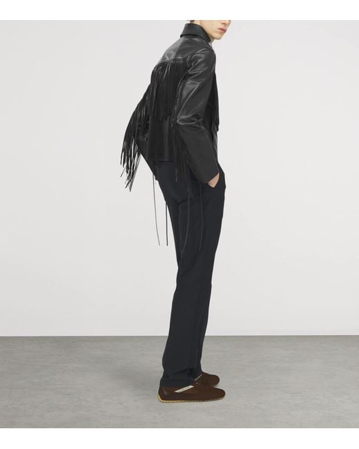 McQueen Blue Leather Fringed Jacket for men