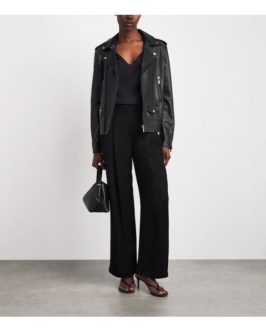 Eleventy Black Biker Leather Jacket