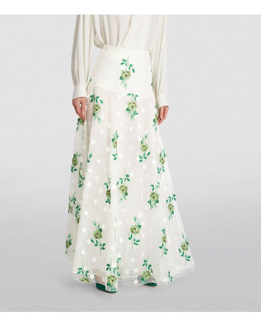 Giambattista Valli White Floral-embroidered Macramé Maxi Skirt