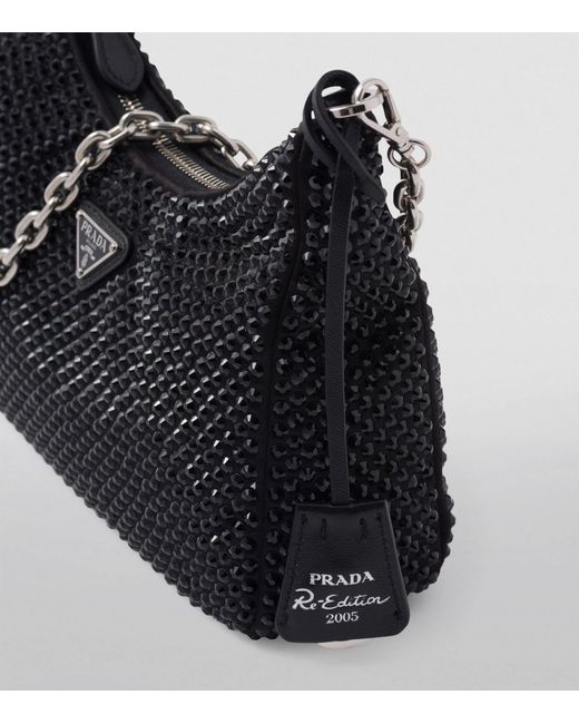 Prada Black Rhinestone Re-edition 2005 Shoulder Bag