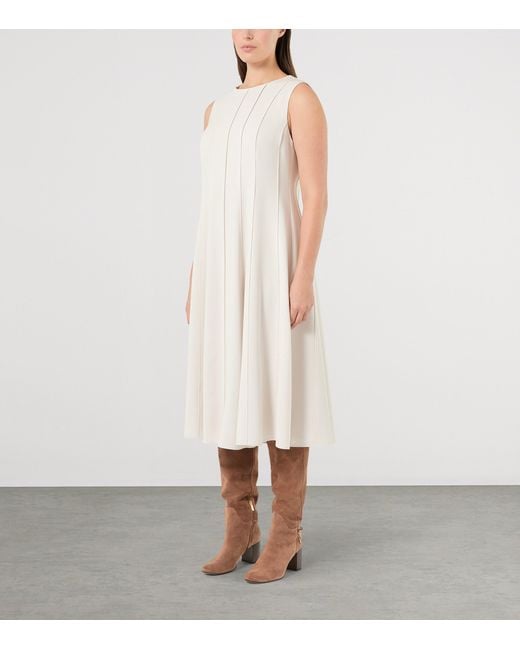 Marina Rinaldi White Panelled A-Line Midi Dress