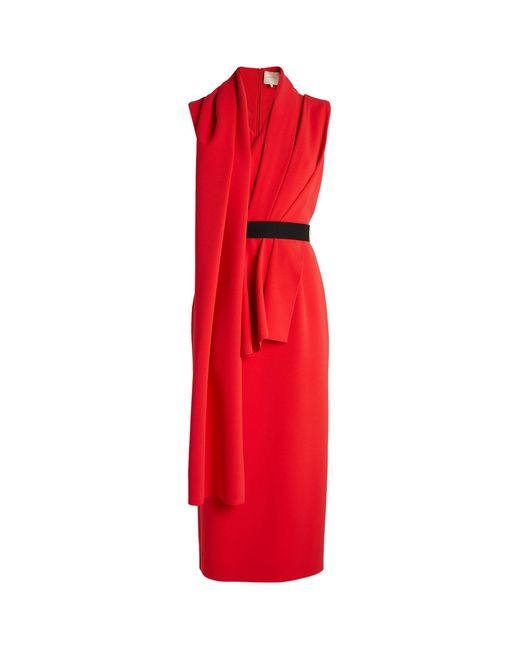 Roksanda Red Asymmetric-drape Gaelle Midi Dress