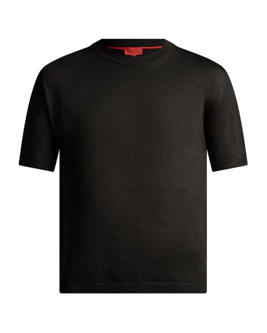 Isaia Black Wool-Blend T-Shirt for men