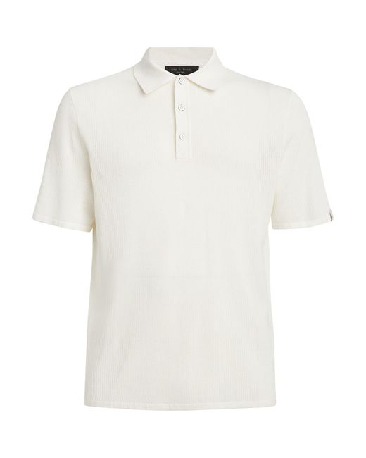 Rag & Bone White Mesh Harvey Polo Shirt for men