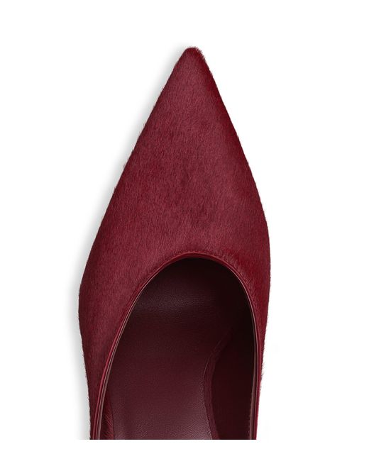 Alaïa Red Calf Hair Cube Wedge Mules 75