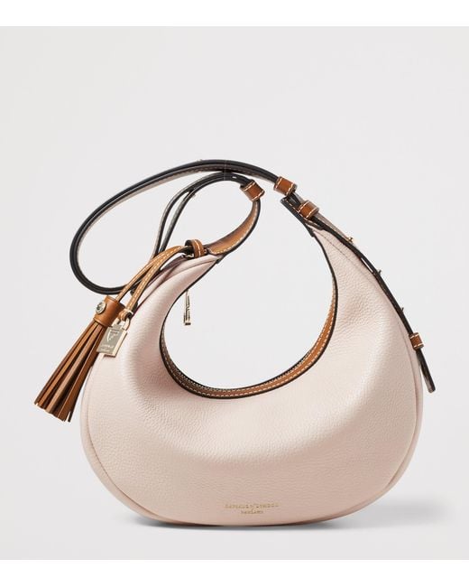 Aspinal Natural Small Leather Soho Crescent Shoulder Bag